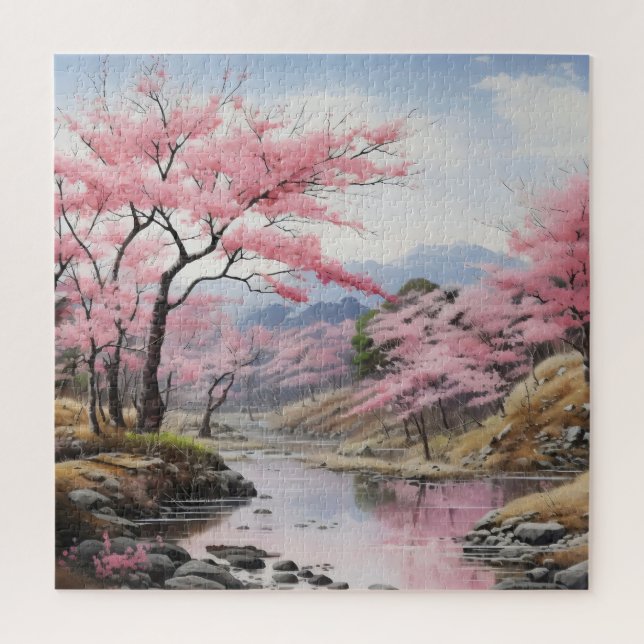 Spring Trees River Landscape Jigsaw Puzzle (Vertical)