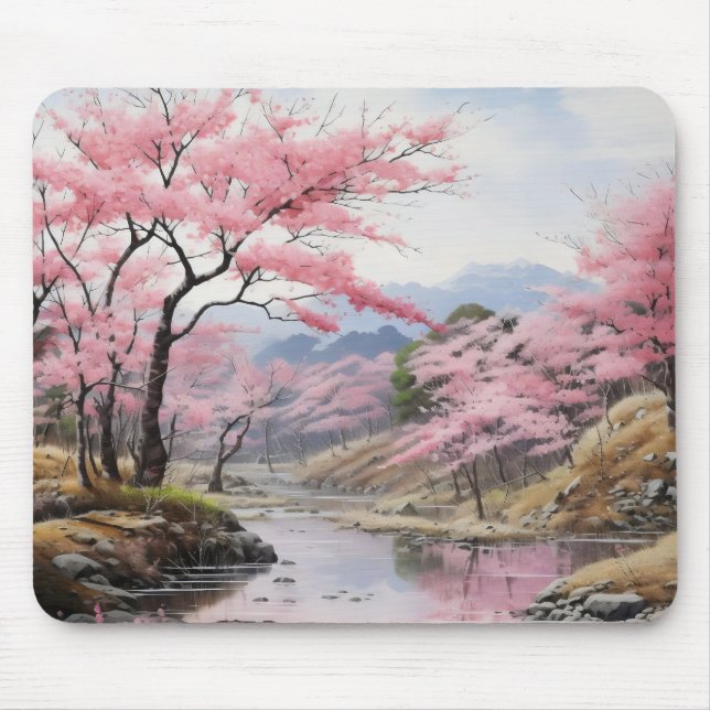 Spring Trees River Landscape Mouse Pad (Front)