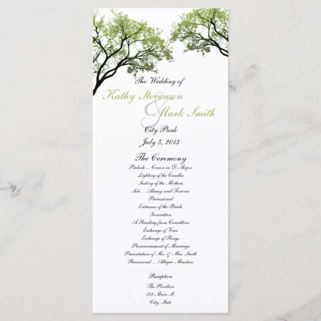 Spring Trees Wedding Program (Front)