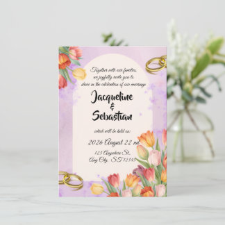 Spring Tulip Arch Wedding Invitation