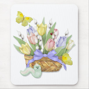 Spring Tulip Basket Mouse Pad