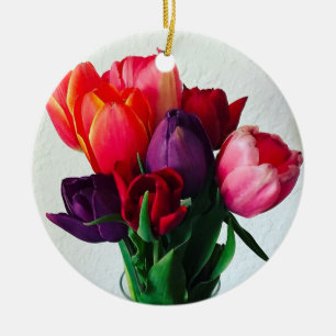 Spring Tulip Bouquet Ceramic Ornament