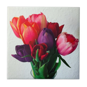 Spring Tulip Bouquet Ceramic Tile
