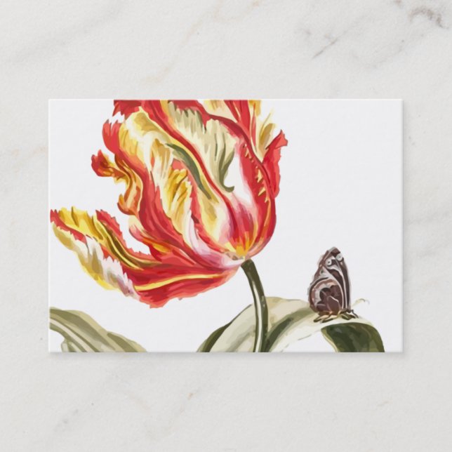 Spring Tulip Butterfly Floral Alternative Health Business Card (Front)