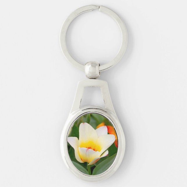 Spring Tulip Close-Up Photo Key Ring (Front)