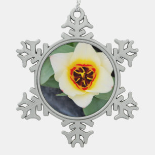 Spring Tulip Close-Up Photo Snowflake Pewter Christmas Ornament
