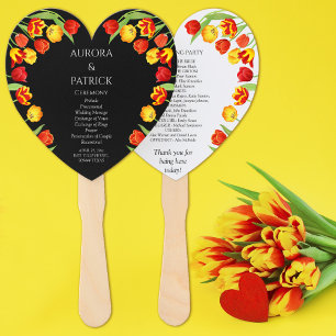 Spring Tulip Colourful Wedding Ceremony Program Hand Fan