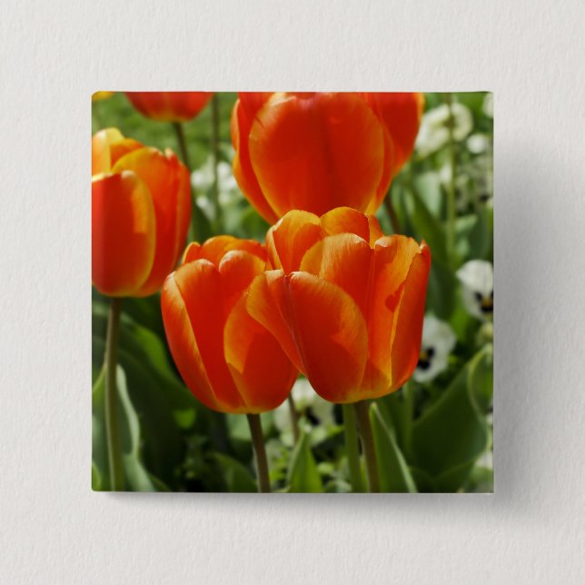 Spring Tulip Garden 15 Cm Square Badge (Front)