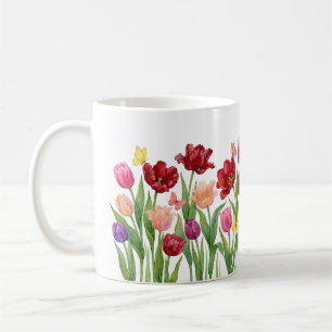 Spring Tulip Garden Butterfly Floral Art Mug