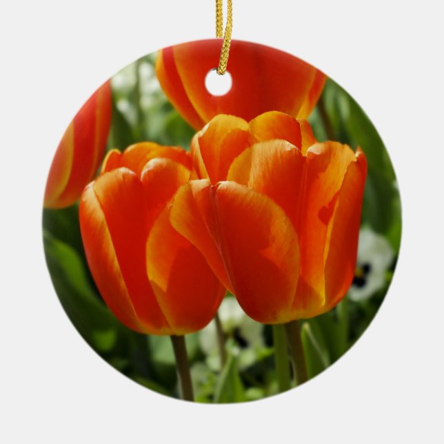 Spring Tulip Garden Ceramic Tree Decoration (Front)
