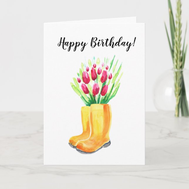 Spring tulip happy birthday card. card (Front)