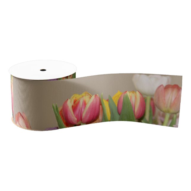 Spring Tulip Ribbon Grosgrain Ribbon (Spool)