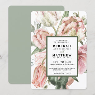Spring Tulip Watercolor Bouquet Invitation