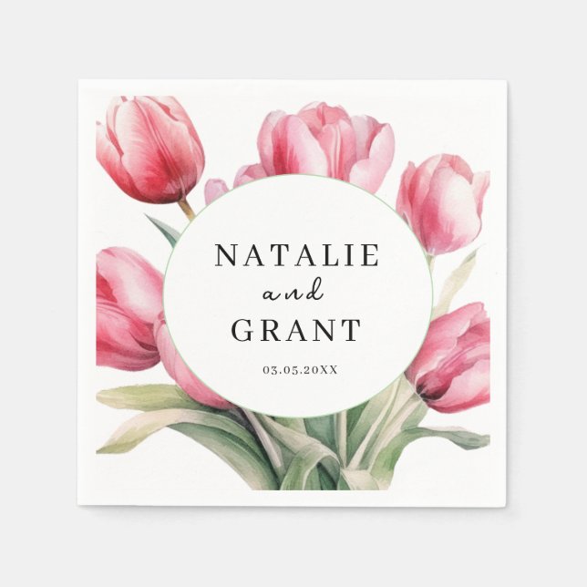 Spring Tulip Wedding Napkin (Front)