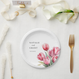 Spring Tulip Wedding Paper Plate