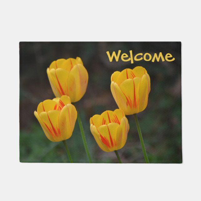 Spring Tulip Welcome Mat (Front)