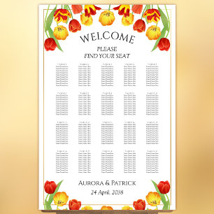 Spring Tulip White Floral Wedding Seating Chart