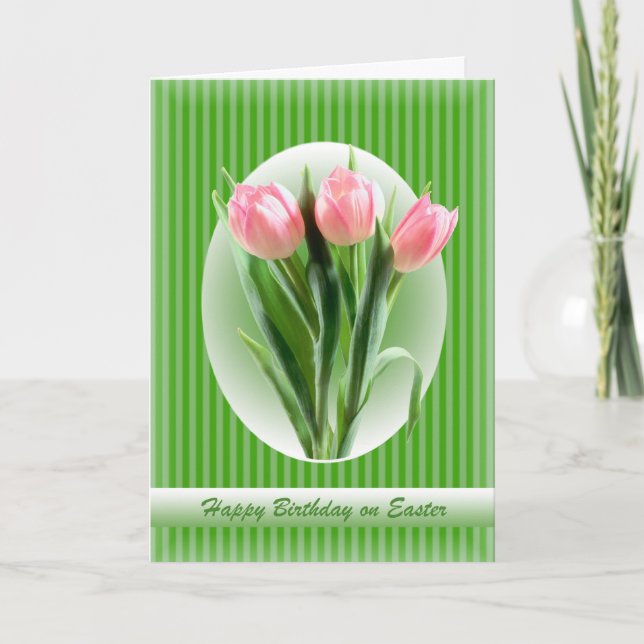 Spring Tulips - Birthday on Easter Holiday Card (Front)