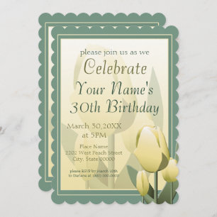 Spring Tulips Birthday Party Yellow Invitation