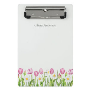 Spring Tulips & Daffodils Floral Mini Clipboard
