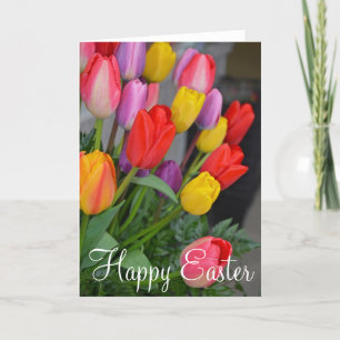 Spring tulips Easter greeting card