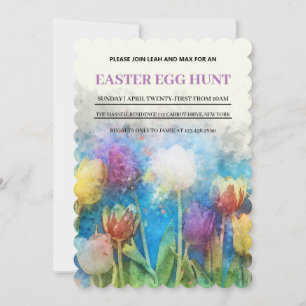 Spring tulips, Ester hunt egg Invitation