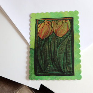 Spring Tulips Flower Tulip Art Thank You Card