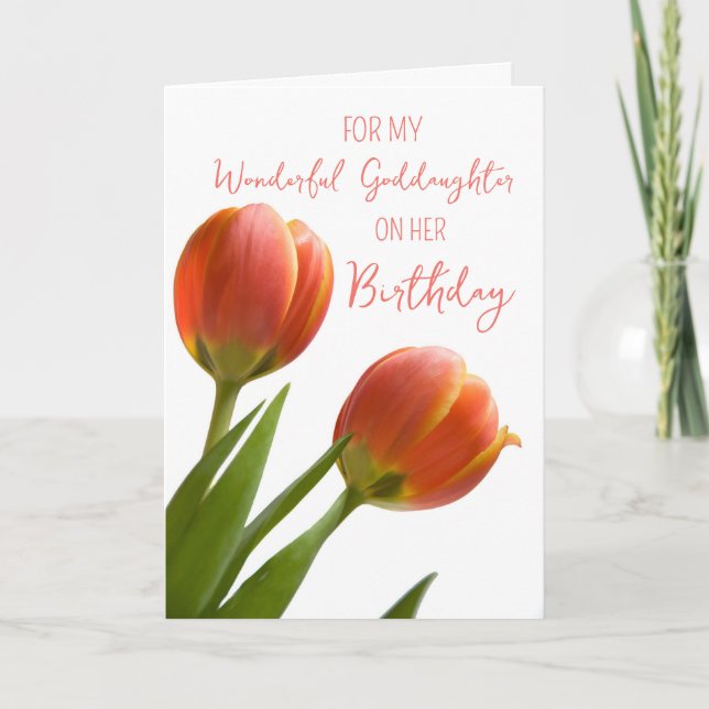 Spring Tulips Goddaughter Birthday Card (Front)