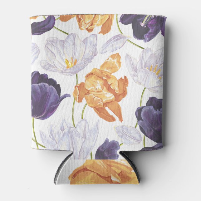 Spring tulips, large floral background. can cooler (Front)