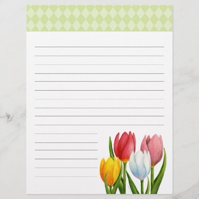 Spring Tulips Lined Letterhead (Front)