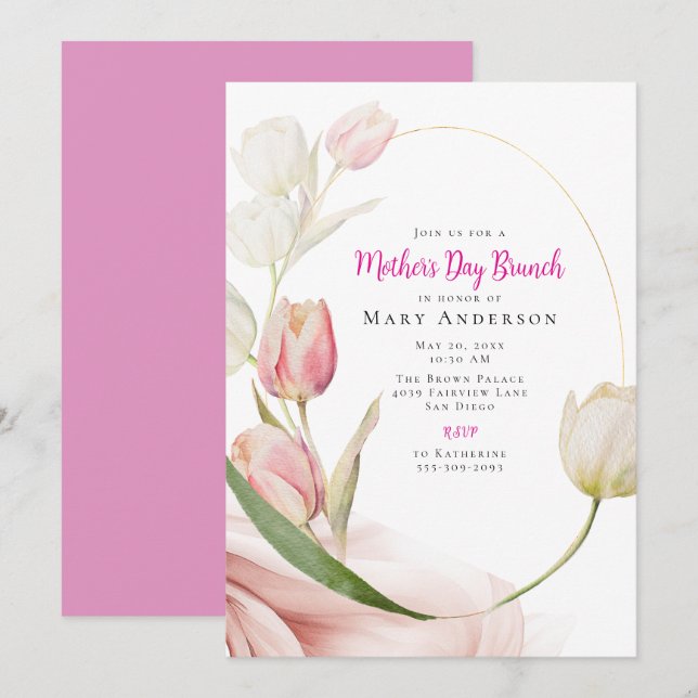 Spring Tulips Mother's Day Brunch Invitation (Front/Back)