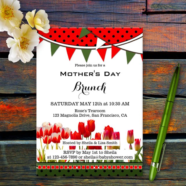 Spring Tulips Mothers Day Brunch Invitation (Creator Uploaded)