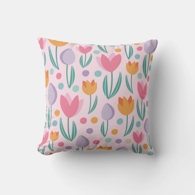 Spring Tulips Pattern Cushion (Front)