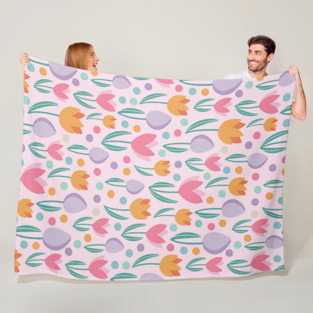 Spring Tulips Pattern Fleece Blanket (In Situ)