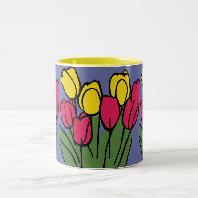 Spring Tulips Two-Tone Coffee Mug (Center)