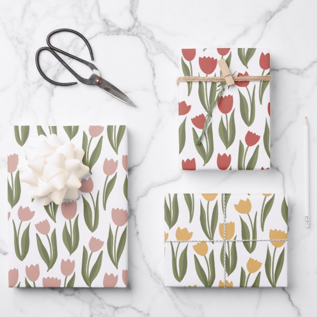 Spring Tulips Wrapping Paper Sheet (Front)