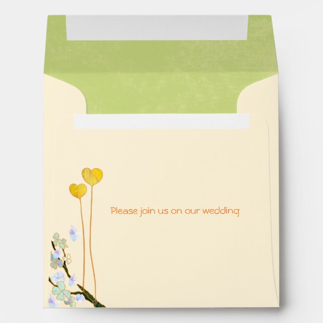 Spring Two Hearts Casual Outdoor Wedding Envelope (Back (Bottom))