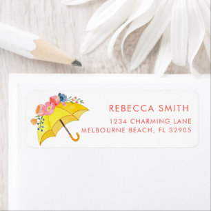Spring Umbrella Floral Baby Shower Return Address  Label