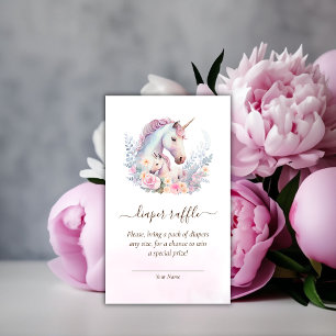 Spring Unicorn Baby Shower Diaper Raffle Enclosure Card