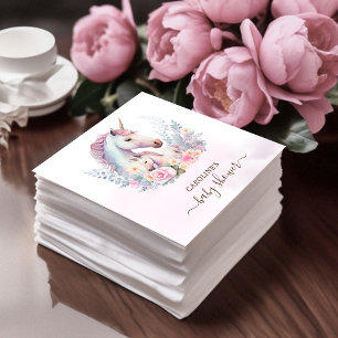 Spring Unicorn Watercolor Baby Shower Napkin