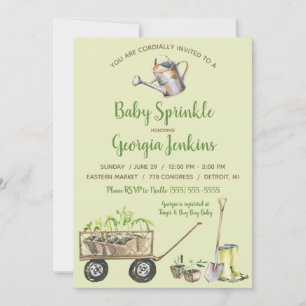 Spring Vegetable Garden Watering Can Baby Sprinkle Invitation