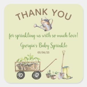 Spring Vegetable Garden Watering Can Baby Sprinkle Square Sticker