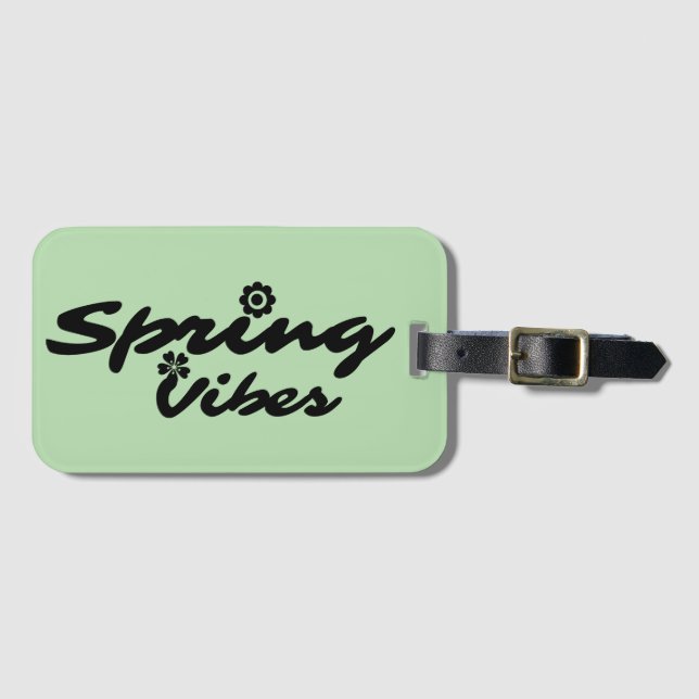 SPRING VIBES BLACK TYPOGRAPHY LUGGAGE TAG (Front Horizontal)