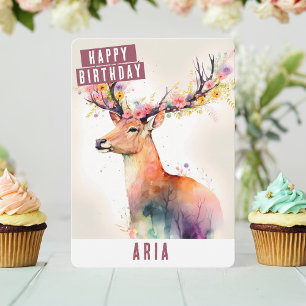 Spring vibes Deer Birthday Card