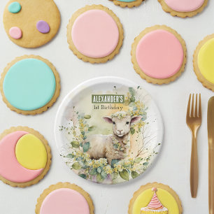 Spring vibes Lamb - Birthday Party - Paper Plate