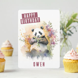 Spring vibes Panda Birthday Card