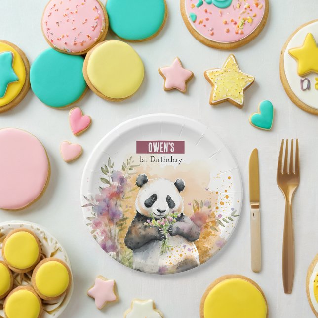 Spring vibes Panda -  Birthday Party - Paper Plate (Creator Uploaded)