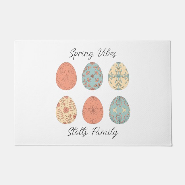 Spring Vibes – Personalised Easter Doormat with Fl (Front)