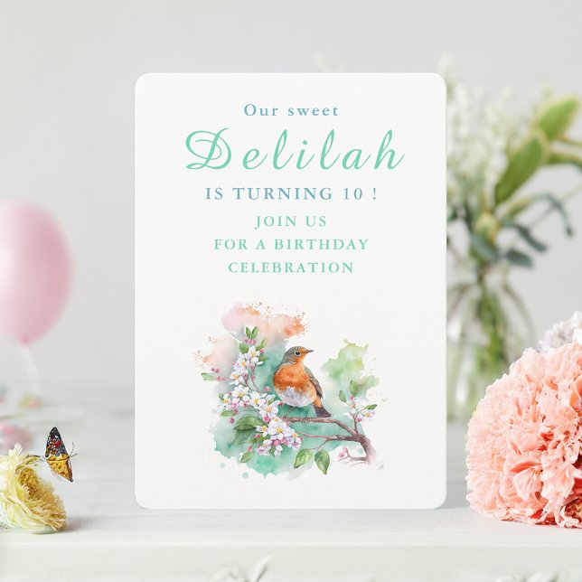 Spring vibes Robin - Birthday Invitation Card (Creator Uploaded)