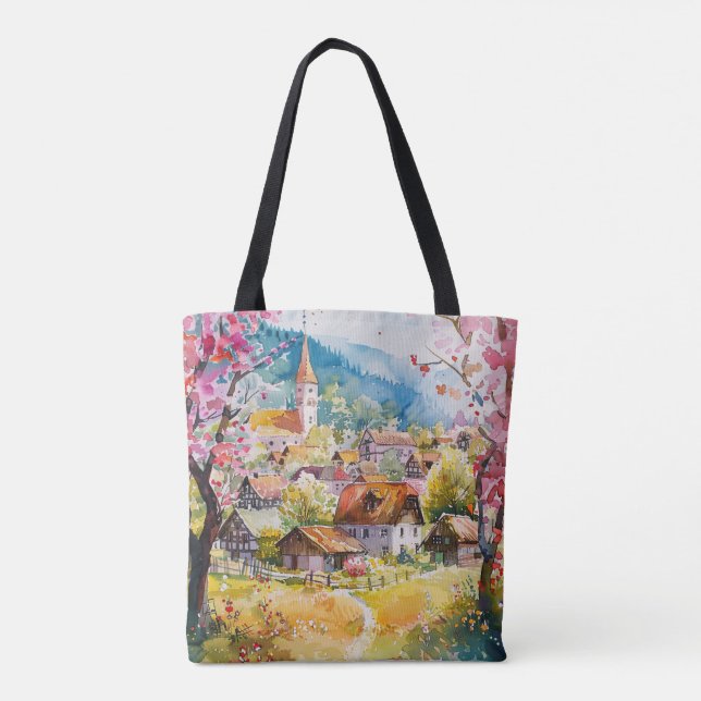 Spring Village Tote Bag (Back)